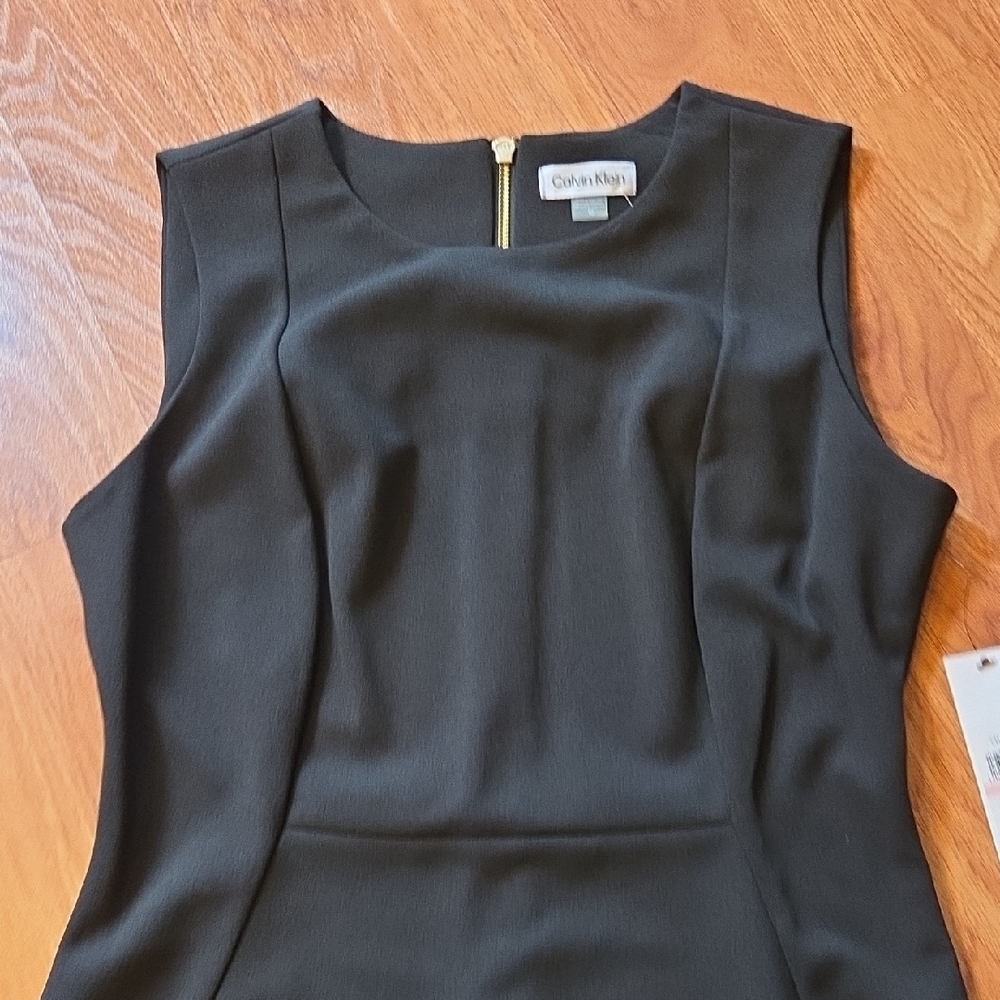 NWT Calvin Klein Black Sleeveless Midi Sheath Dress SIZE 10 - Picture 4 of 8
